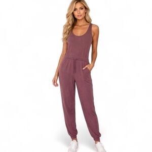 Mauve Sleeveless Jogger Jumpsuit | XL
